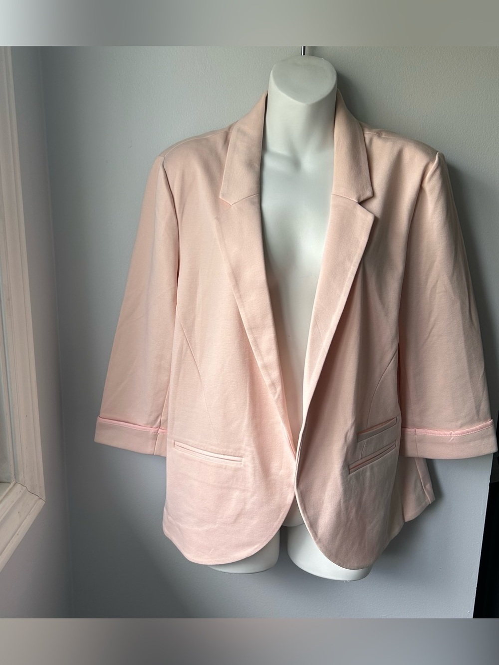 Suzy Shier Pale Pink Open-Front Blazer Jacket